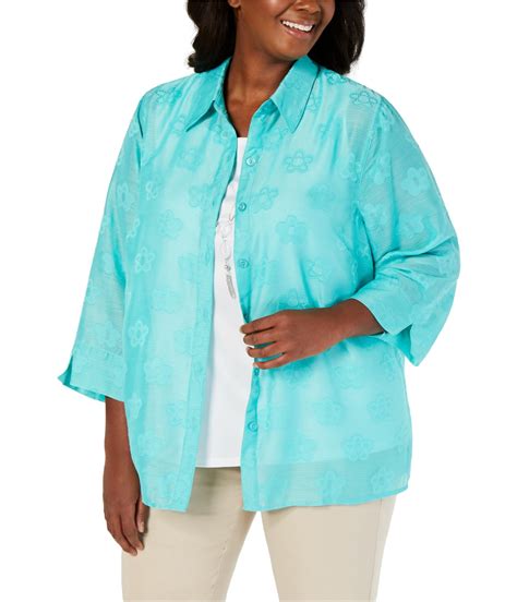 Alfred Dunner Plus Button Front Blouses. . Alfred dunner blouses